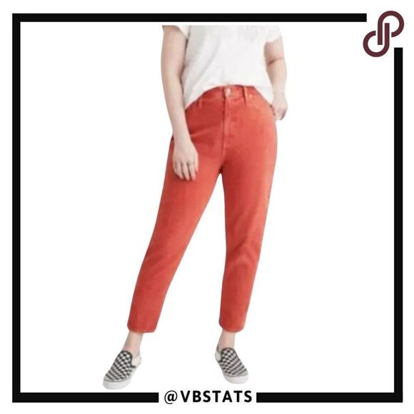 MADEWELL The Mom Jean Garment Dyed Edition in Enamel Red Women Size 27 - Picture 1 of 11